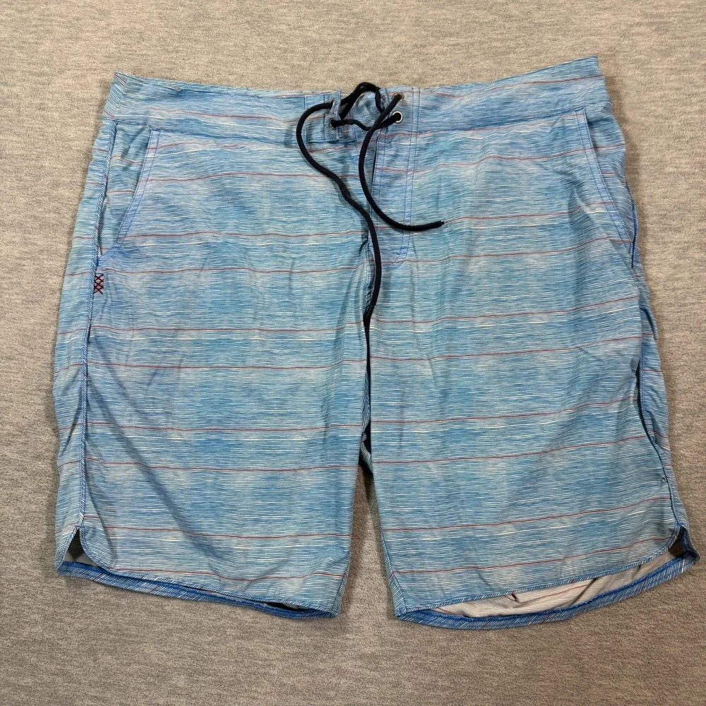 Rhone Shorts Men 36 Blue Striped Drawstring‎ Swim Hybrid Boardwalk Active